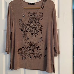 Taupe/black tunic top
